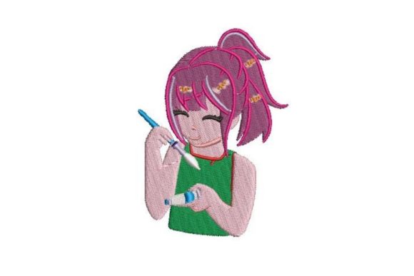 A Review of the Animestyle Girl Holding a Paintbrush Embroidery Design