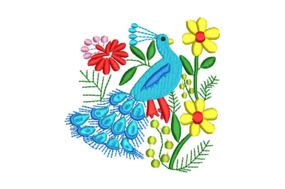 An Embroidery Designer Reviews the Peacock Design with Flowers