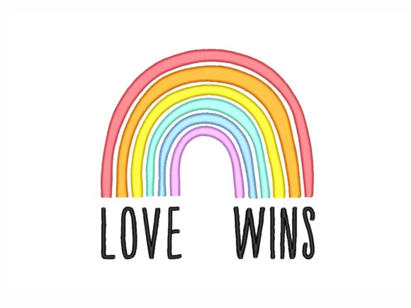 Love Wins Rainbow: A Vibrant Embroidery Design for Holiday Heart