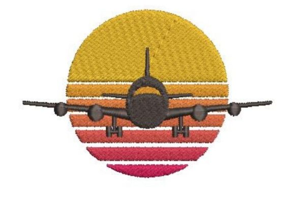 Retro Plane Silhouette: A Timeless Gift Embroidery Design